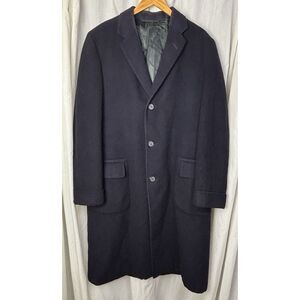 VTG Daniels & Fisher 100% Cashmere‎ Overcoat 40 X Long Navy Blue Custom Tailored